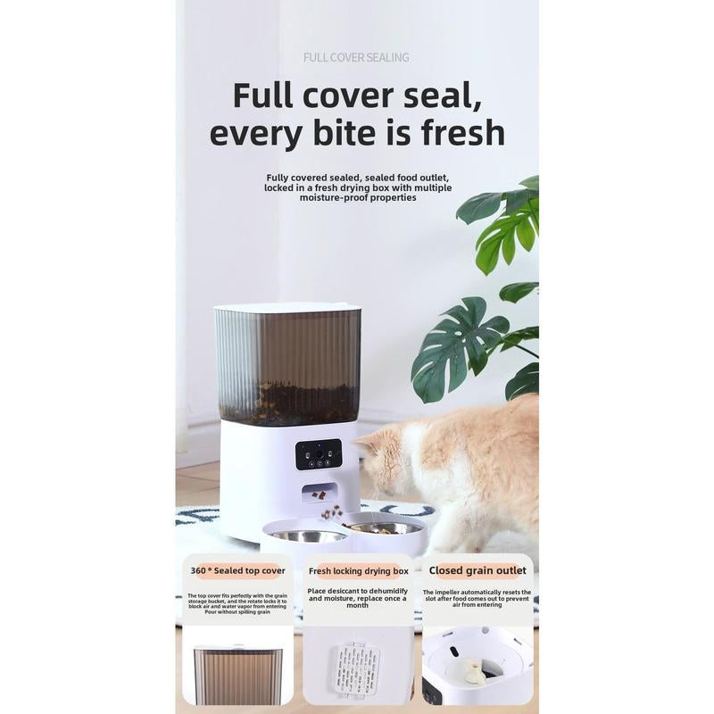 5L Automatic Pet Feeder with 1080P Camera Remote Feeding & Monitoring & Scheduled Feeding Cat&Dog Food Bowl 2-Way Voice + Portion Control APP