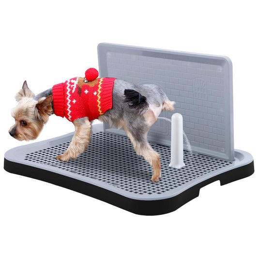 Pee Pad Holder, Indoor Potty Tray for Puppy and Small Size Dog with Pee Wall, Non-Skid Feet（Black）