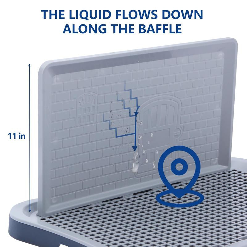 Pee Pad Holder, Indoor Potty Tray for Puppy and Small Size Dog with Pee Wall, Non-Skid Feet（Black）