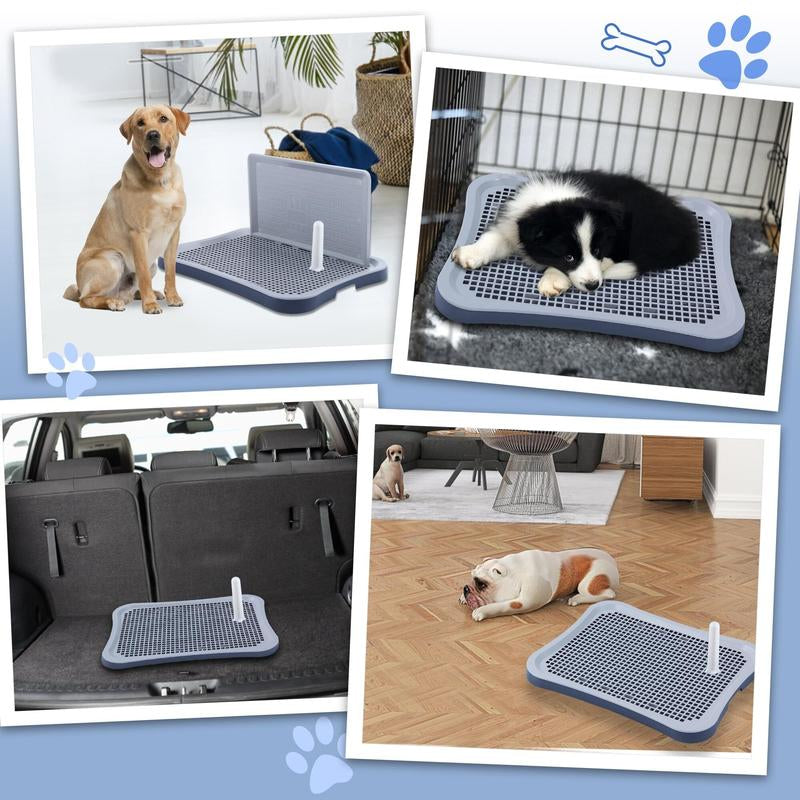 Pee Pad Holder, Indoor Potty Tray for Puppy and Small Size Dog with Pee Wall, Non-Skid Feet（Black）