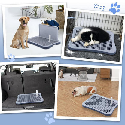 Pee Pad Holder, Indoor Potty Tray for Puppy and Small Size Dog with Pee Wall, Non-Skid Feet（Black）