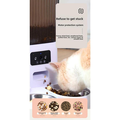 5L Automatic Pet Feeder with 1080P Camera Remote Feeding & Monitoring & Scheduled Feeding Cat&Dog Food Bowl 2-Way Voice + Portion Control APP