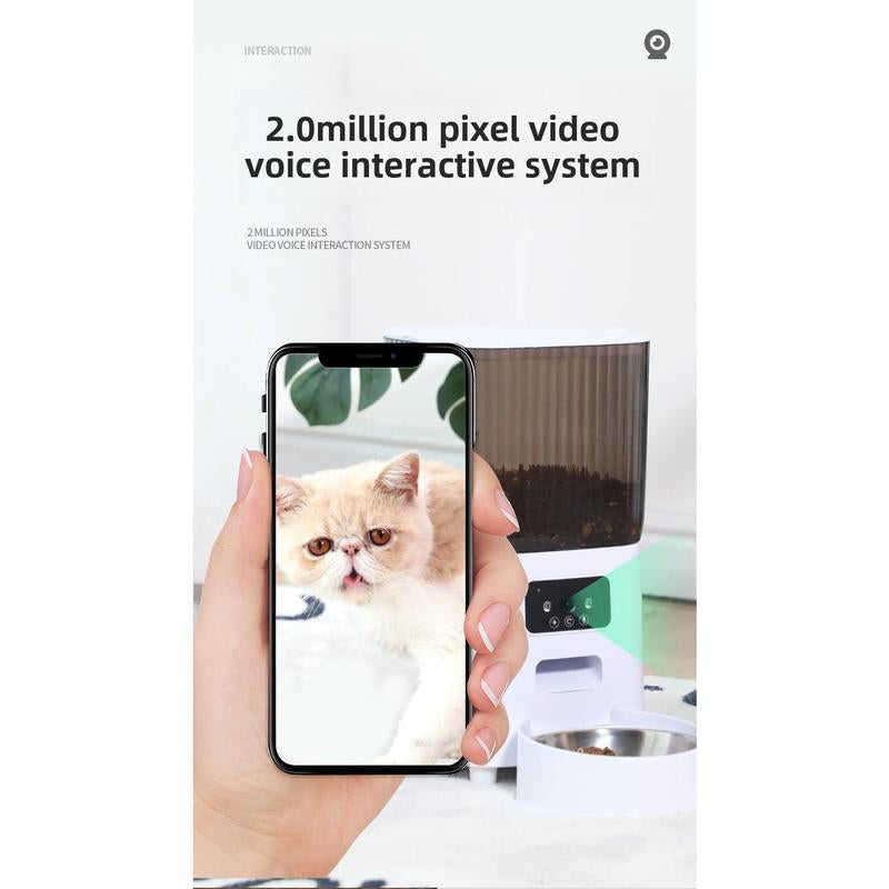 5L Automatic Pet Feeder with 1080P Camera Remote Feeding & Monitoring & Scheduled Feeding Cat&Dog Food Bowl 2-Way Voice + Portion Control APP