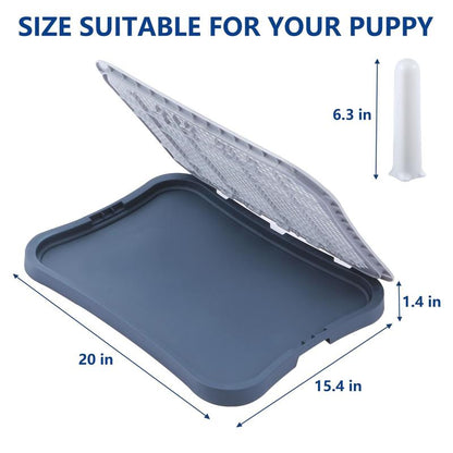 Pee Pad Holder, Indoor Potty Tray for Puppy and Small Size Dog with Pee Wall, Non-Skid Feet（Black）